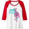 image:imageTrolls  Poppy Stay Happy Raglan Baseball TeeRedWhite