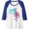 image:imageTrolls  Poppy Stay Happy Raglan Baseball TeeRoyal BlueWhite