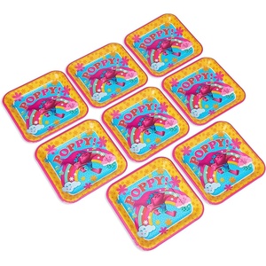 image:imageAmscan 551828 Trolls The Movie Poppy Square Party Dinner Paper Plates Multicolor 8 Ct