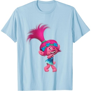 image:imageDREAMWORKS TROLLS Poppy Winky TShirt UnisexAdults Black Small Short SleeveBaby Blue