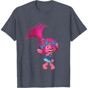 image:imageDREAMWORKS TROLLS Poppy Winky TShirt UnisexAdults Black Small Short SleeveHeather Blue