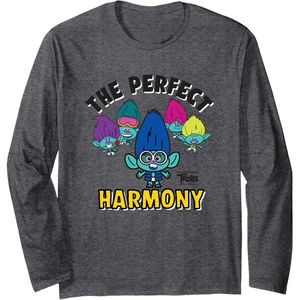 image:imageDreamWorks Trolls Band Together BroZone Perfect Harmony Long Sleeve TShirtDark Heather Grey