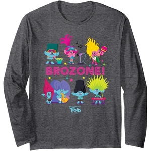 image:imageDreamWorks Trolls Band Together BroZone Poppy and Viva Long Sleeve TShirtDark Heather Grey