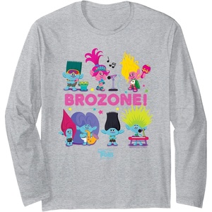 image:imageDreamWorks Trolls Band Together BroZone Poppy and Viva Long Sleeve TShirtHeather Grey