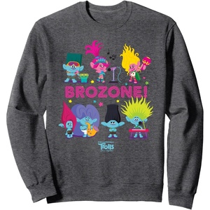 image:imageDreamWorks Trolls Band Together BroZone Poppy and Viva SweatshirtDark Heather Grey