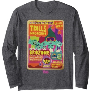 image:imageDreamWorks Trolls Band Together Brozone Magazine Cover Long Sleeve TShirtDark Heather Grey