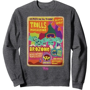 image:imageDreamWorks Trolls Band Together Brozone Magazine Cover SweatshirtDark Heather Grey
