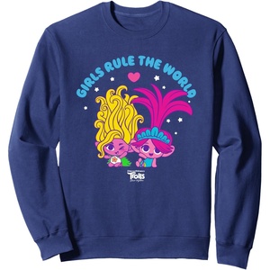 image:imageDreamWorks Trolls Band Together Girls Rule the World SweatshirtNavy Blue