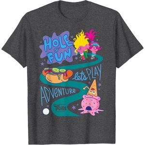 image:imageDreamWorks Trolls Band Together Hole N Fun TShirtDark Heather Grey