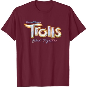 image:imageDreamWorks Trolls Band Together Movie Logo TShirtBurgundy