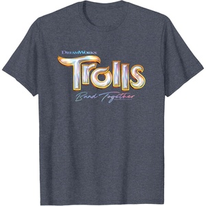 image:imageDreamWorks Trolls Band Together Movie Logo TShirtHeather Blue