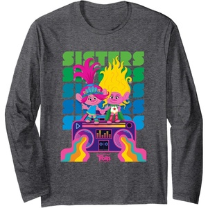 image:imageDreamWorks Trolls Band Together Poppy and Viva Sisters Long Sleeve TShirtDark Heather Grey