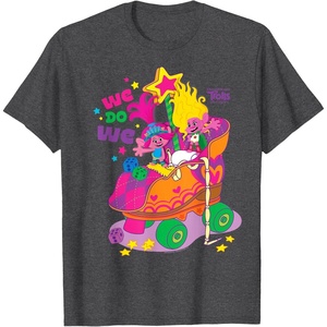 image:imageDreamWorks Trolls Band Together Poppy and Viva UnisexAdults Kids TShirt Black Classic Fit Short Sleeve TShirtDark Heather Grey