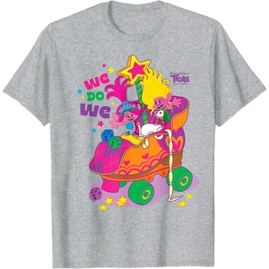 image:imageDreamWorks Trolls Band Together Poppy and Viva UnisexAdults Kids TShirt Black Classic Fit Short Sleeve TShirtHeather Grey
