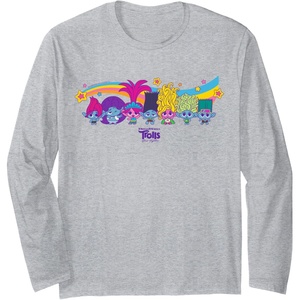 image:imageDreamWorks Trolls Band Together Rainbow Long Sleeve TShirtHeather Grey