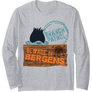 image:imageDreamWorks Trolls Beware of Bergens Branch Long Sleeve TShirtHeather Grey