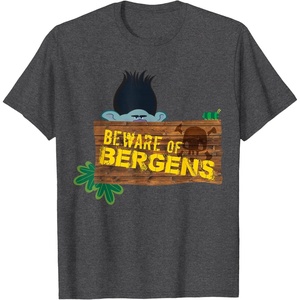 image:imageDreamWorks Trolls Beware of Bergens Branch TShirtDark Heather Grey