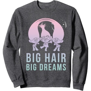 image:imageDreamWorks Trolls Big Hair Big Dreams SweatshirtDark Heather Grey