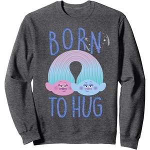 image:imageDreamWorks Trolls Born To Hug SweatshirtDark Heather Grey