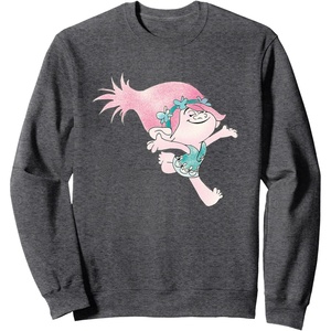 image:imageDreamWorks Trolls Flower Print SweatshirtDark Heather Grey
