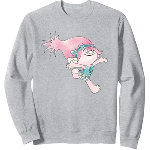 image:imageDreamWorks Trolls Flower Print SweatshirtHeather Grey