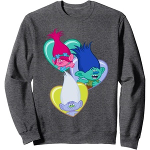 image:imageDreamWorks Trolls Glitter Squares SweatshirtDark Heather Grey