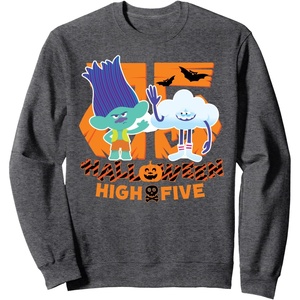 image:imageDreamWorks Trolls Halloween High Five SweatshirtDark Heather Grey