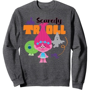 image:imageDreamWorks Trolls Halloween Scaredy Troll SweatshirtDark Heather Grey