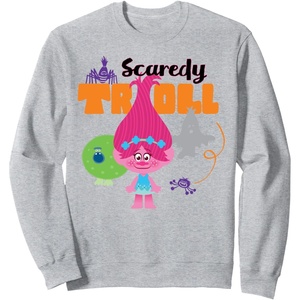 image:imageDreamWorks Trolls Halloween Scaredy Troll SweatshirtHeather Grey