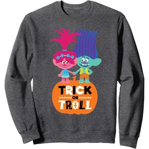 image:imageDreamWorks Trolls Halloween Trick or Troll SweatshirtDark Heather Grey