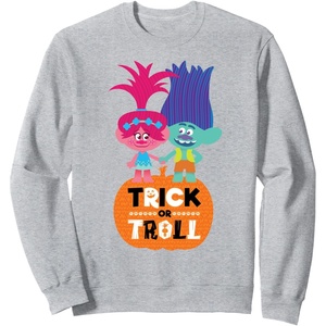 image:imageDreamWorks Trolls Halloween Trick or Troll SweatshirtHeather Grey