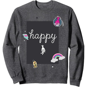 image:imageDreamWorks Trolls Happy Poppy Patches SweatshirtDark Heather Grey