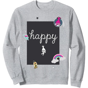 image:imageDreamWorks Trolls Happy Poppy Patches SweatshirtHeather Grey