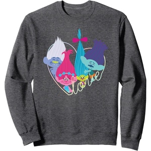 image:imageDreamWorks Trolls Love Group SweatshirtDark Heather Grey