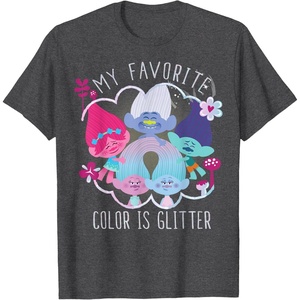 image:imageDreamWorks Trolls My Favorite Glitter TShirtDark Heather Grey