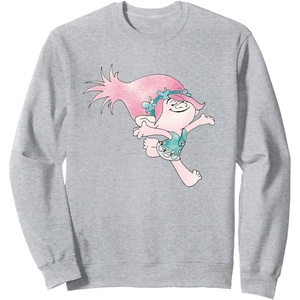 image:imageDreamWorks Trolls Poppy Flower Print SweatshirtHeather Grey