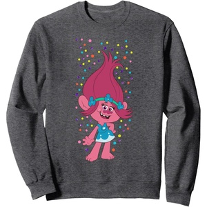 image:imageDreamWorks Trolls Poppy Polka Dots SweatshirtDark Heather Grey