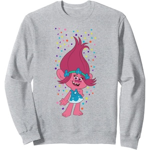 image:imageDreamWorks Trolls Poppy Polka Dots SweatshirtHeather Grey