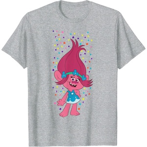 image:imageDreamWorks Trolls Poppy Polka Dots TShirtHeather Grey