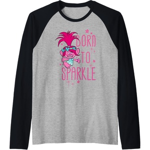 image:imageDreamWorks Trolls Poppy Sparkle Raglan Baseball TeeBlackAthletic Heather