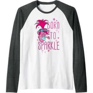 image:imageDreamWorks Trolls Poppy Sparkle Raglan Baseball TeeDark Heather GreyWhite