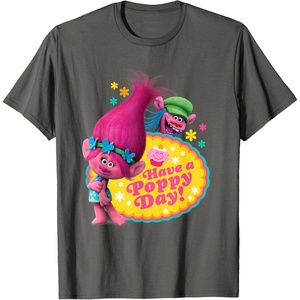 image:imageDreamWorks Trolls Poppy and Cooper Happy TShirtAsphalt Grey