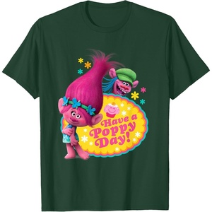 image:imageDreamWorks Trolls Poppy and Cooper Happy TShirtDark Green