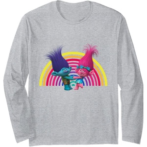 image:imageDreamWorks Trolls Rainbow Trolls Long Sleeve TShirtHeather Grey