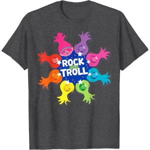 image:imageDreamWorks Trolls Rock and Trolls Rainbow TShirtDark Heather Grey