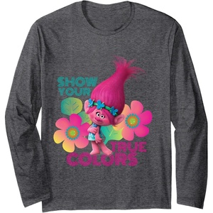 image:imageDreamWorks Trolls Show Your True Colors Long Sleeve TShirtDark Heather Grey