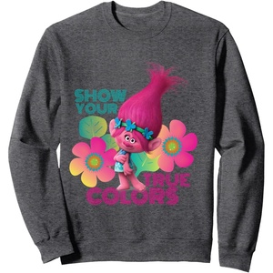 image:imageDreamWorks Trolls Show Your True Colors SweatshirtDark Heather Grey