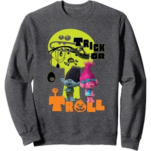 image:imageDreamWorks Trolls Trick or Treat Halloween SweatshirtDark Heather Grey
