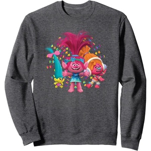 image:imageDreamWorks Trolls Womens Roll SweatshirtDark Heather Grey