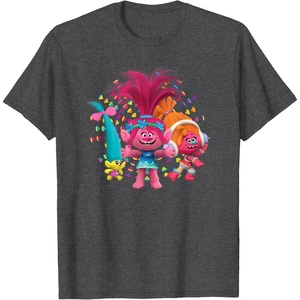 image:imageDreamWorks Trolls Womens Roll TShirtDark Heather Grey